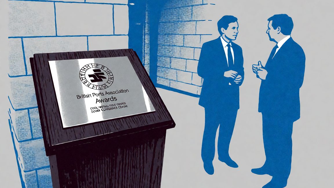 British Ports Association Awards 2026 finalist plaque displayed at the Dover Conference Centre